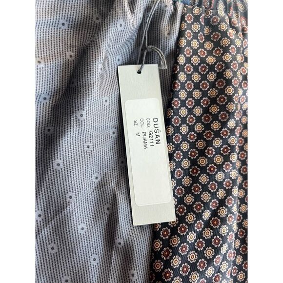 DUŠAN Italian 100% Silk Patchwork Flared Trousers In Blue Retails $832 - Picture 13 of 14